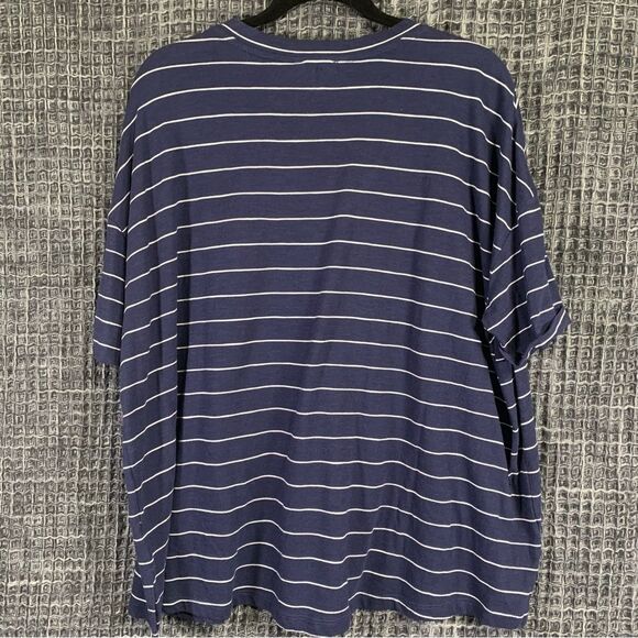 SUSINA Casual Blue with White Stripes Pullover T-Shirt Size M #740 - Picture 2 of 9